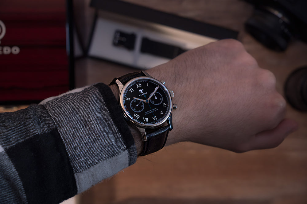 Albedo 1901 Watch on Wrist with Vegan Microfiber Strap – Sustainable and Classic Style