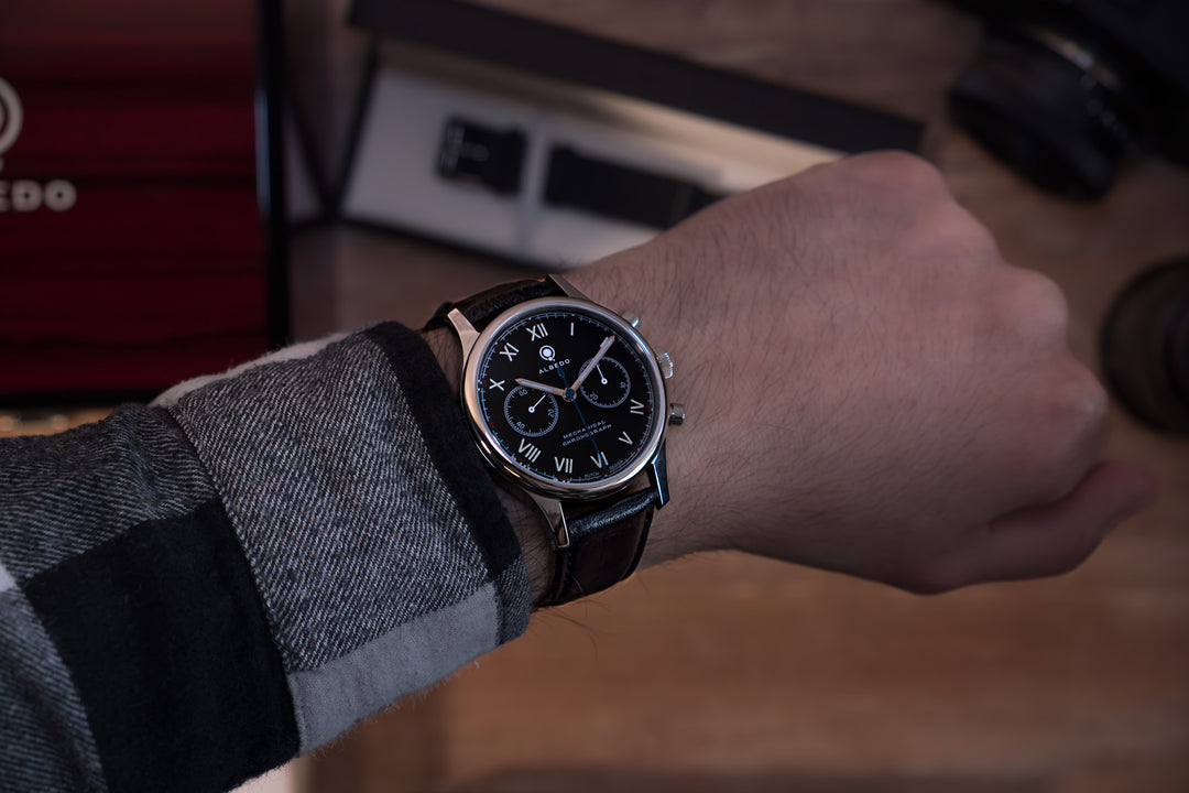 Albedo 1901 Watch on Wrist with Vegan Microfiber Strap – Sustainable and Classic Style